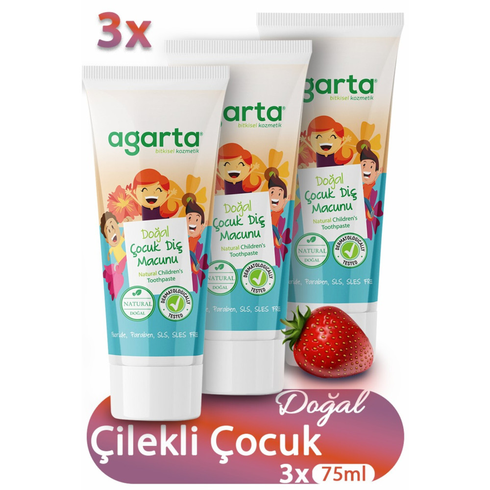 Agarta Doğal Florürsüz Çocuk Florürsüz Diş Macunu Çilekli 75 ml (3 Adet) Diş Macunları Fiyatı
