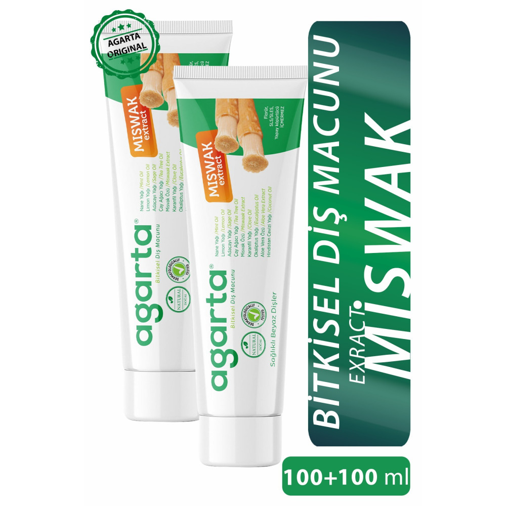 Agarta Doğal Misvak Özlü Florürsüz Diş Macunu 100 ml /130 gr / 2 adet Diş Macunları Fiyatı