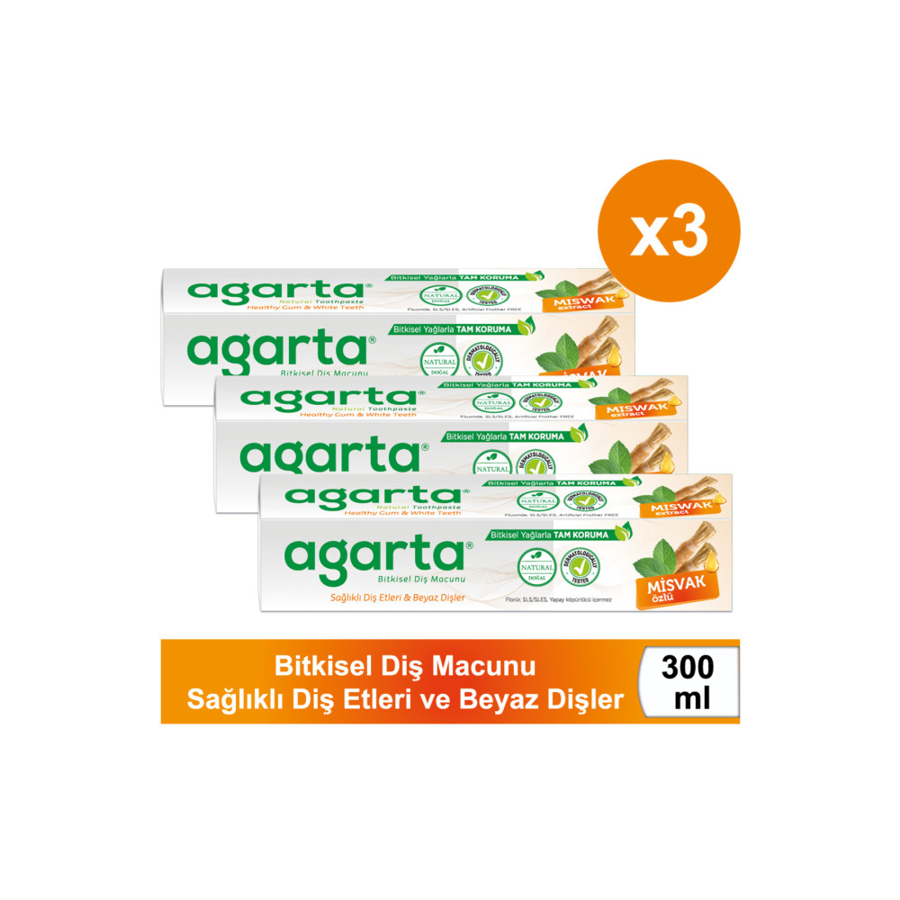 Agarta Doğal Misvak Özlü Florürsüz Diş Macunu 100 ml (3 adet) Diş Macunları Fiyatı