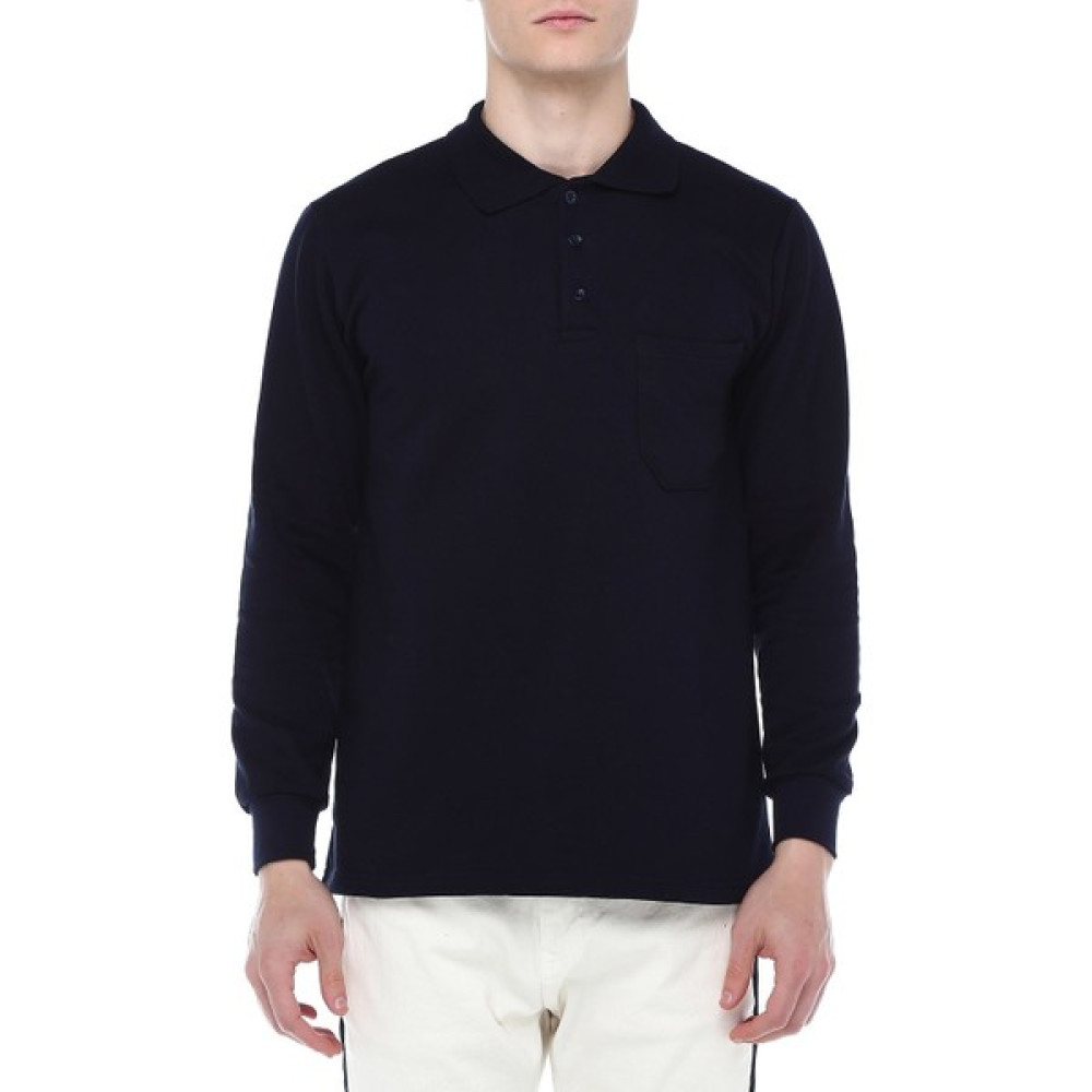 Ağca 2 Iplik Polo Yaka Sweat %100 Pamuk Siyah Erkek Sweatshirt Fiyatı