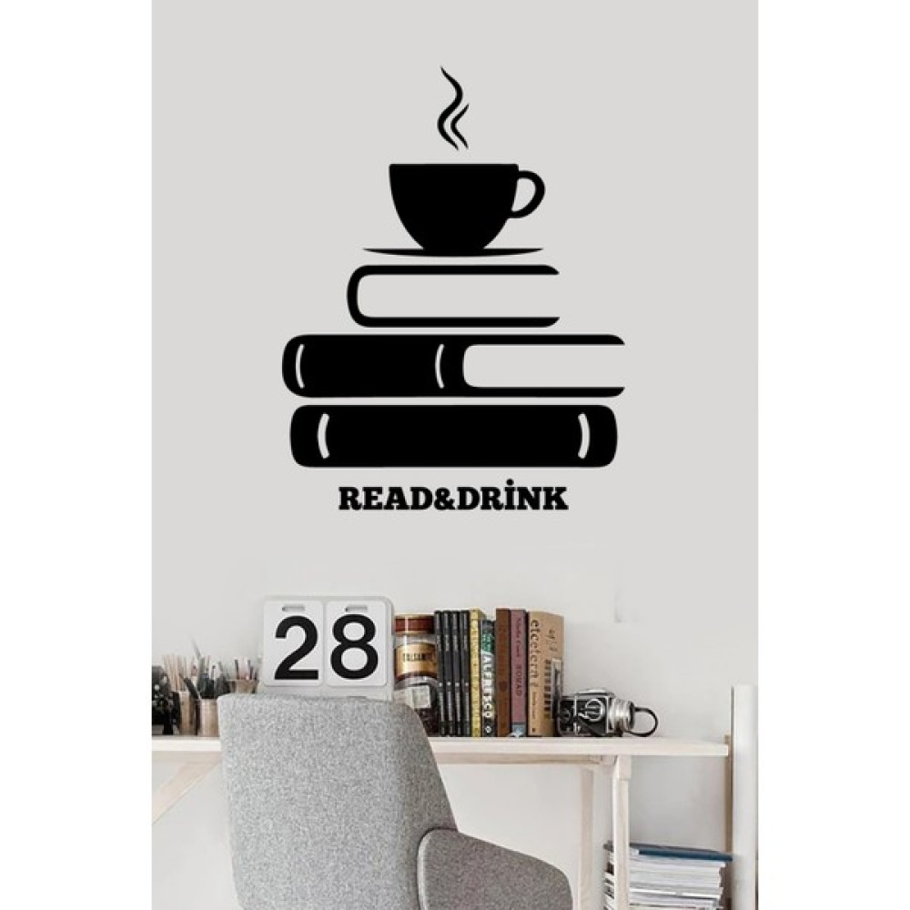 Agdeniz Kahve ve Kitap Köşesi Duvar Sticker Yapıştırma (Su ve Nemden Etkilenmez) - 20 x 15 cm - Siyah Duvar Stickerı Fiyatı