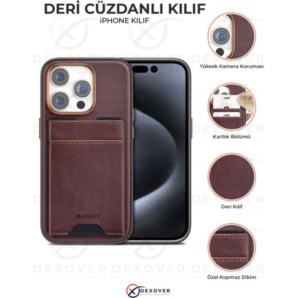Aggiy Apple Iphone Uyumlu Iphone 14 Pro Max Deri Cüzdan Telefon Kılıf Dck-01 - Kahverengi Cep Telefonu Kılıfı Fiyatı