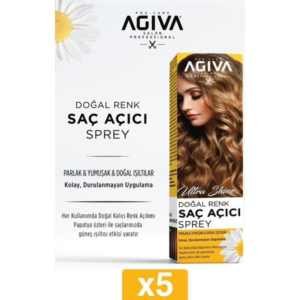 Agiva Doğal Renk Açıcı Saç Spreyi 150 ml X5 Saç Boyası Fiyatı