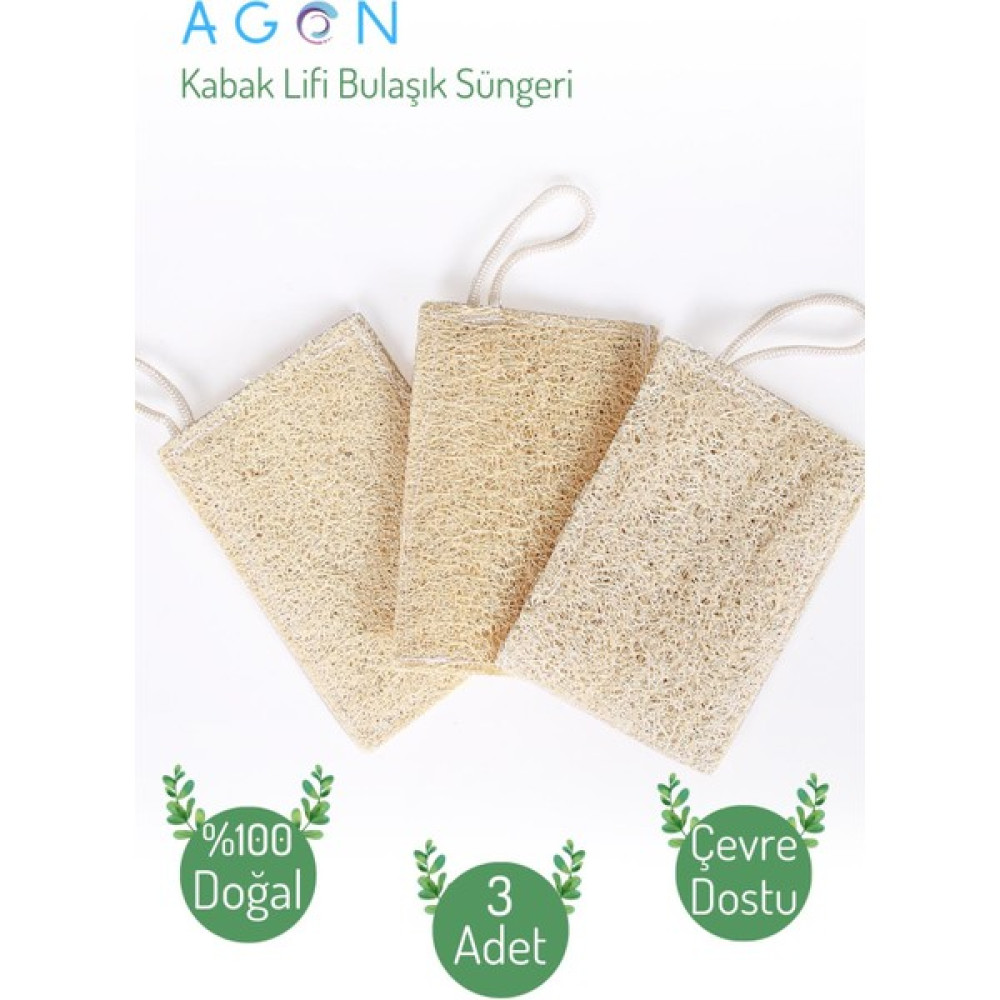 Agon Kabak Lifi Bulaşık Süngeri 3 Adet %100 Doğal Çift Taraflı Lif Bulaşık Yıkama Fiyatı