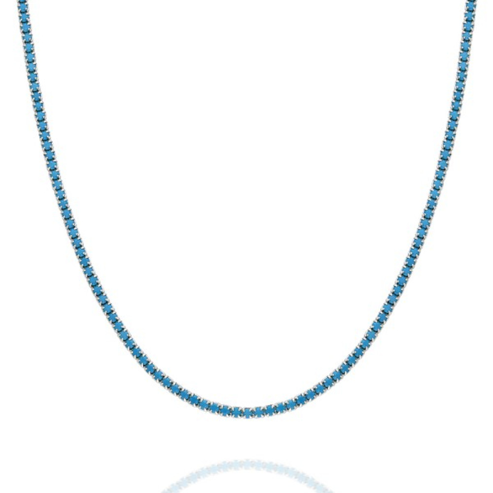 Agora Silver Agora 925 Ayar Gümüş Turkuaz Taşlı Choker Su Yolu Kolye AKO1056T - 40 Cm Gümüş Kolye Fiyatı