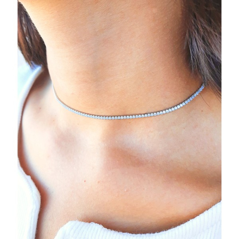 Agora Silver Gümüş Beyaz Taşlı Choker Su Yolu Kolye Gümüş Kolye Fiyatı