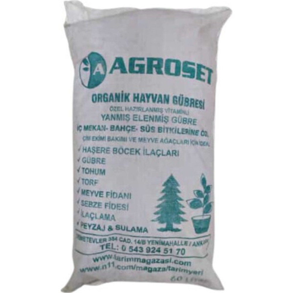 Agro Tohum Gübre Hayvan Gübresi Büyükbaş Yanmış Elenmiş Ilaçlanmış 60 Litre Agroset Bitki Fiyatı