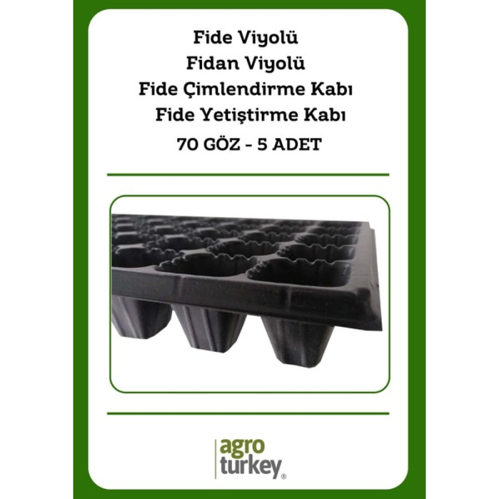 Agro Turkey | 5 Adet - 70 Göz Fide Viyolü-Fidan Viyolü-Çimlendirme Kabı-Fide Yetiştirme Kabı-Tohum Ekim Dikim Kabı - 4 x 4 x 4.5 cm Bitki Fiyatı