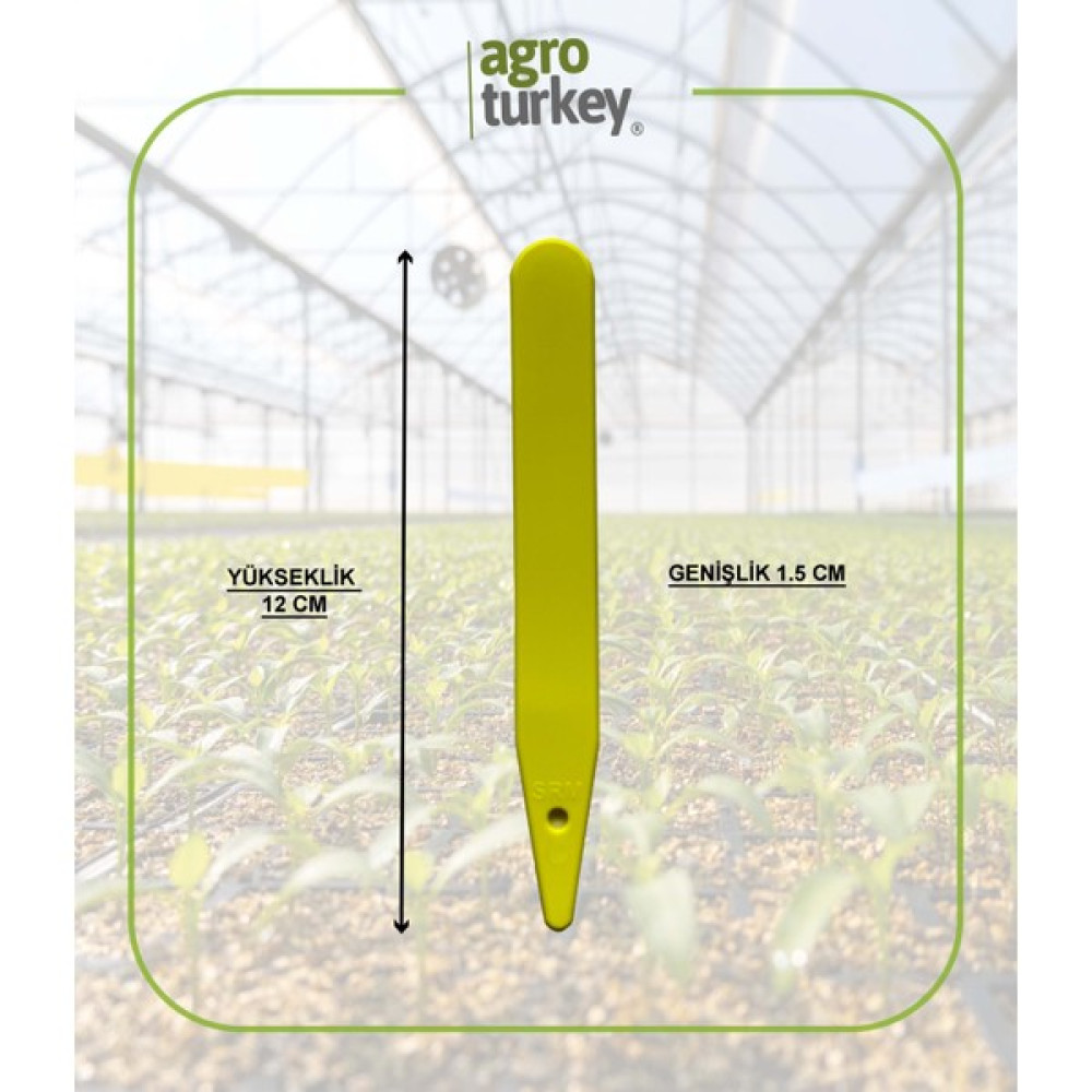 Agro Turkey | Bitki Etiketi - Fidan Etiketi - Fide Tanıma Etiketi - 100 Adet - Sarı - 1.5 X 12.5 Cm - 1,5x12,5 Bitki Fiyatı