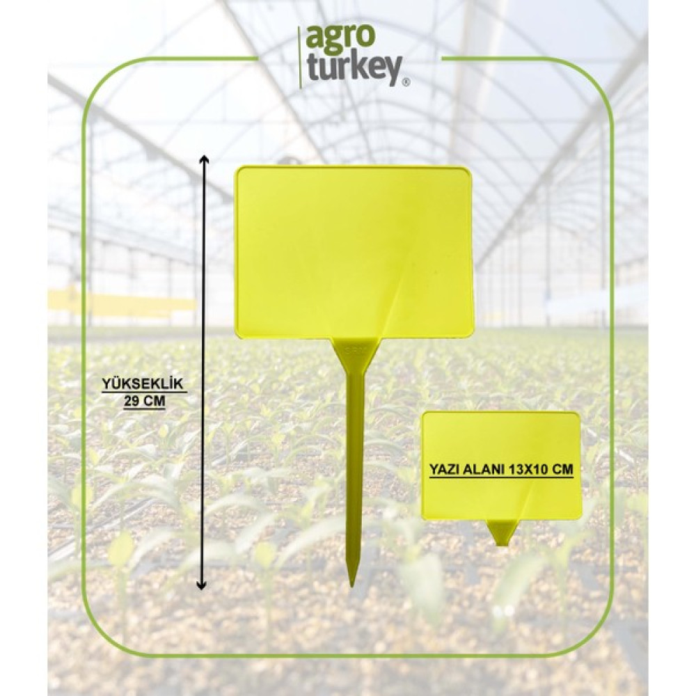Agro Turkey | Bitki Etiketi - Fidan Etiketi - Fide Tanıma Etiketi - Sarı - 10 Adet - 13x10x29 Cm Bitki Fiyatı