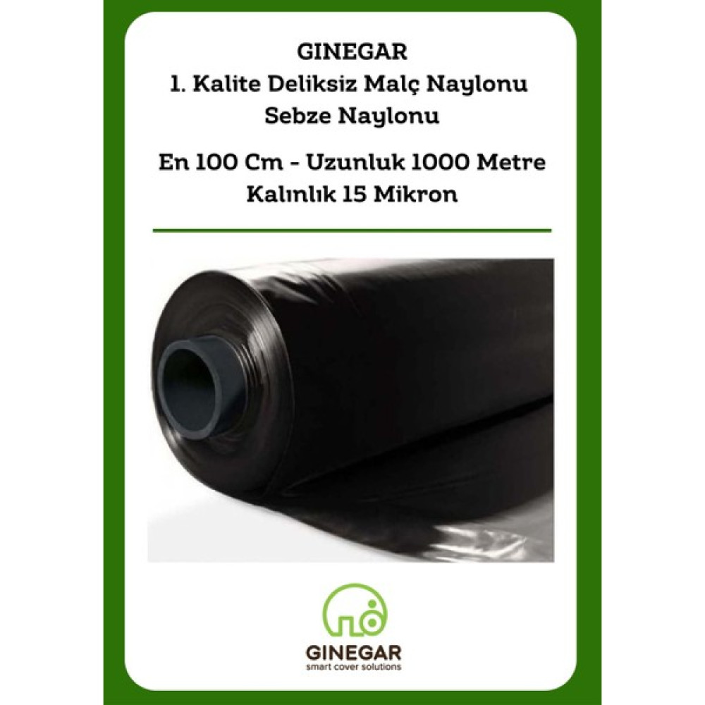 Agro Turkey | GINEGAR - 1. Kalite - Deliksiz Malç Naylonu, En 100 Cm - Kalınlık 15 Mikron - Uzunluk 1000 Metre Bitki Fiyatı