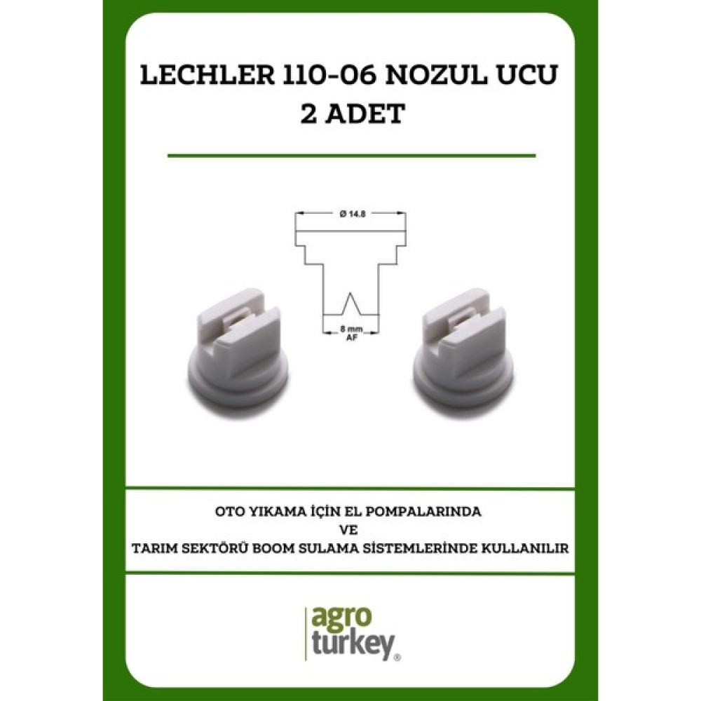 Agro Turkey Lechler 110-06 Meme Yüksek Etki Alanlı Meme / Lu-C ( Nozul Ucu ) - 2 Adet Sulak Fiyatı