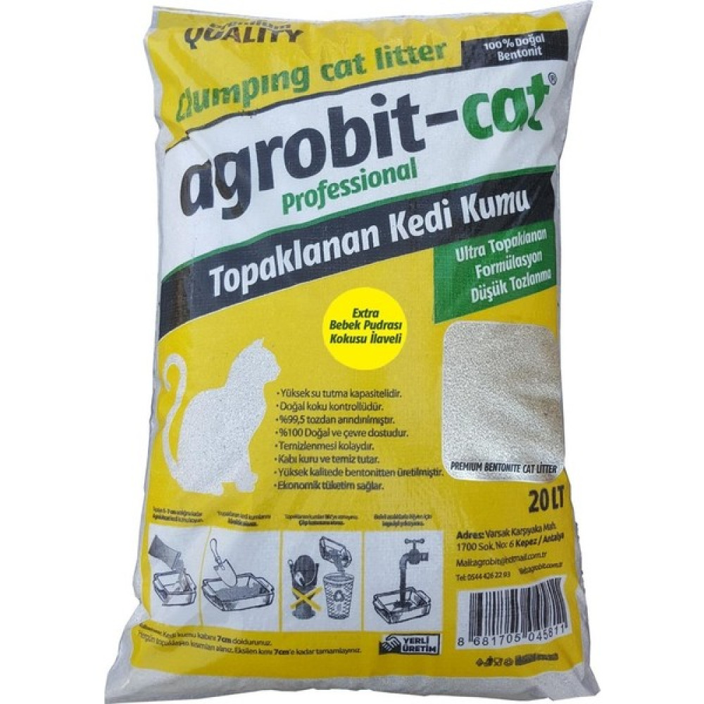 Agrobit Cat Bebek Pudrası Kedi Kumu Doğal Bentonit İnce Taneli 20Lt Çuval 6602-15 Evcil Hayvan Ürünleri Fiyatı