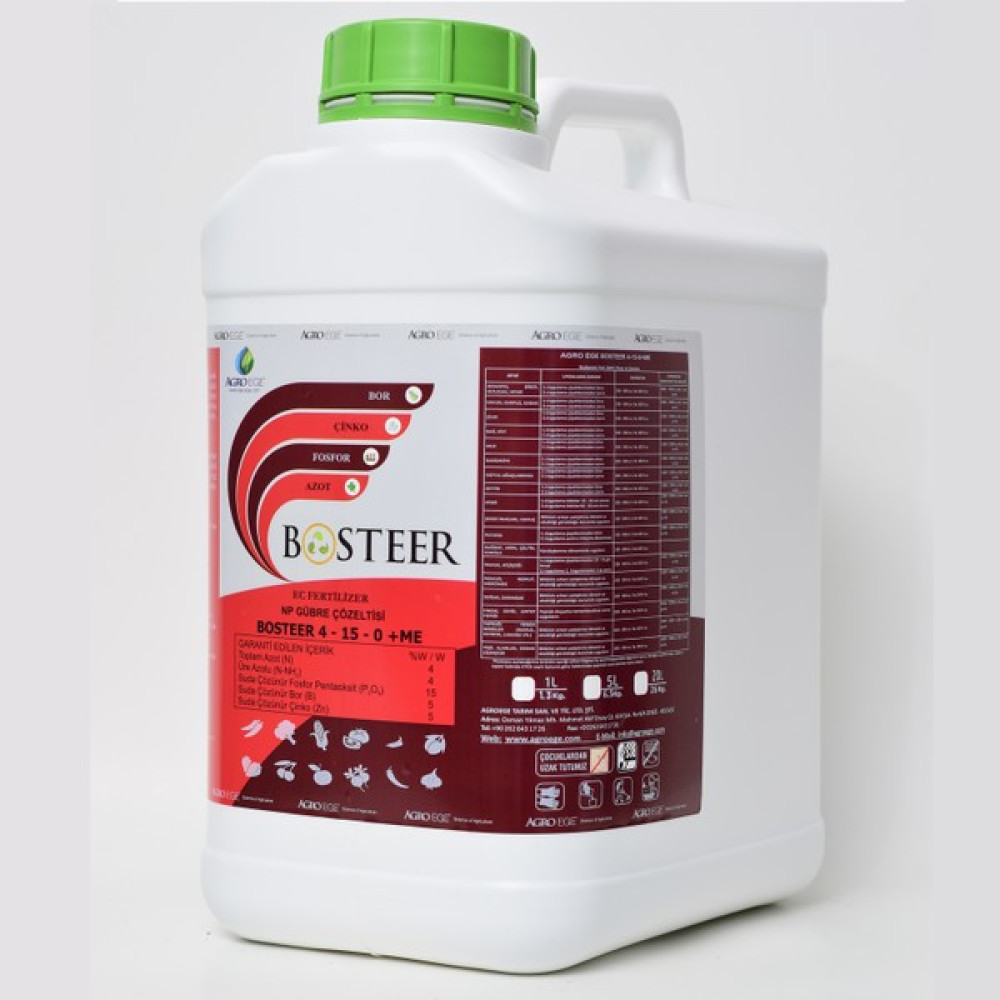 Agroege Bosteer 4-15-0 + 5 Bor (B) + 5 Çinko (Zn) ( 5 Litre ) Gübre Fiyatı