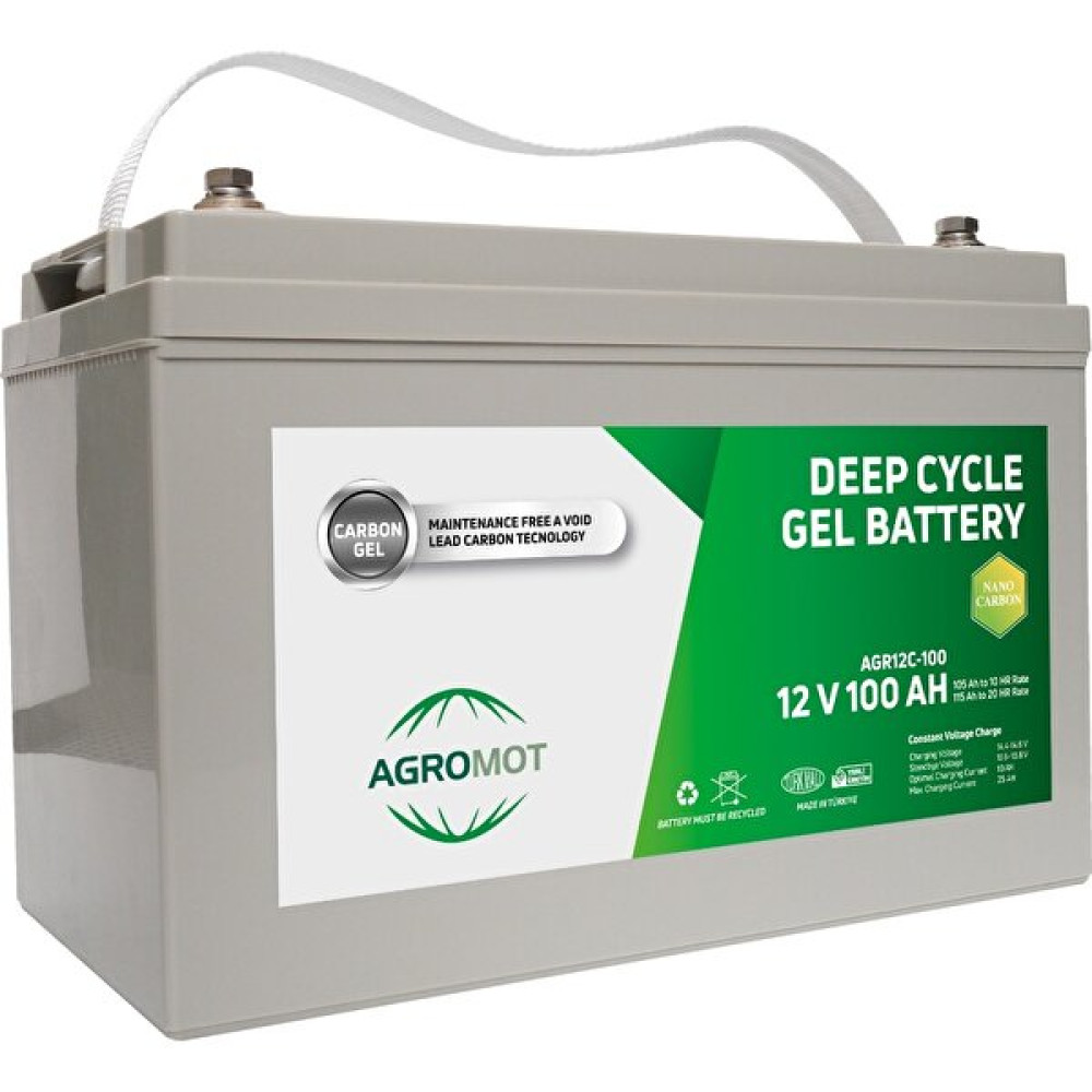 Agromot 12V 100 Ah Jel Akü Deep Cycle Nano Carbon Battery Akü Fiyatı