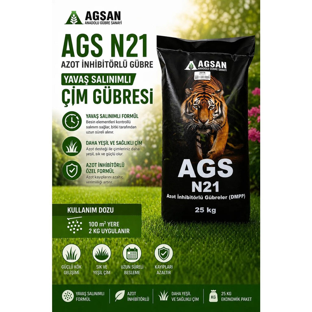 Agsan Çim Gübresi - Akıllı Şeker N21 Azot Inhibitörlü Gübre (Dmpp) – 25 kg Diğer Fiyatı
