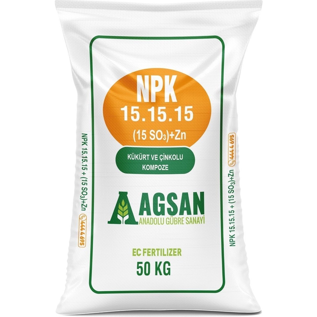Agsan Süper 15-15-15 + 15 So3+Zn Kükürt ve Çinko Içerikli Kompoze Taban Gübresi 3 kg Gübre Fiyatı