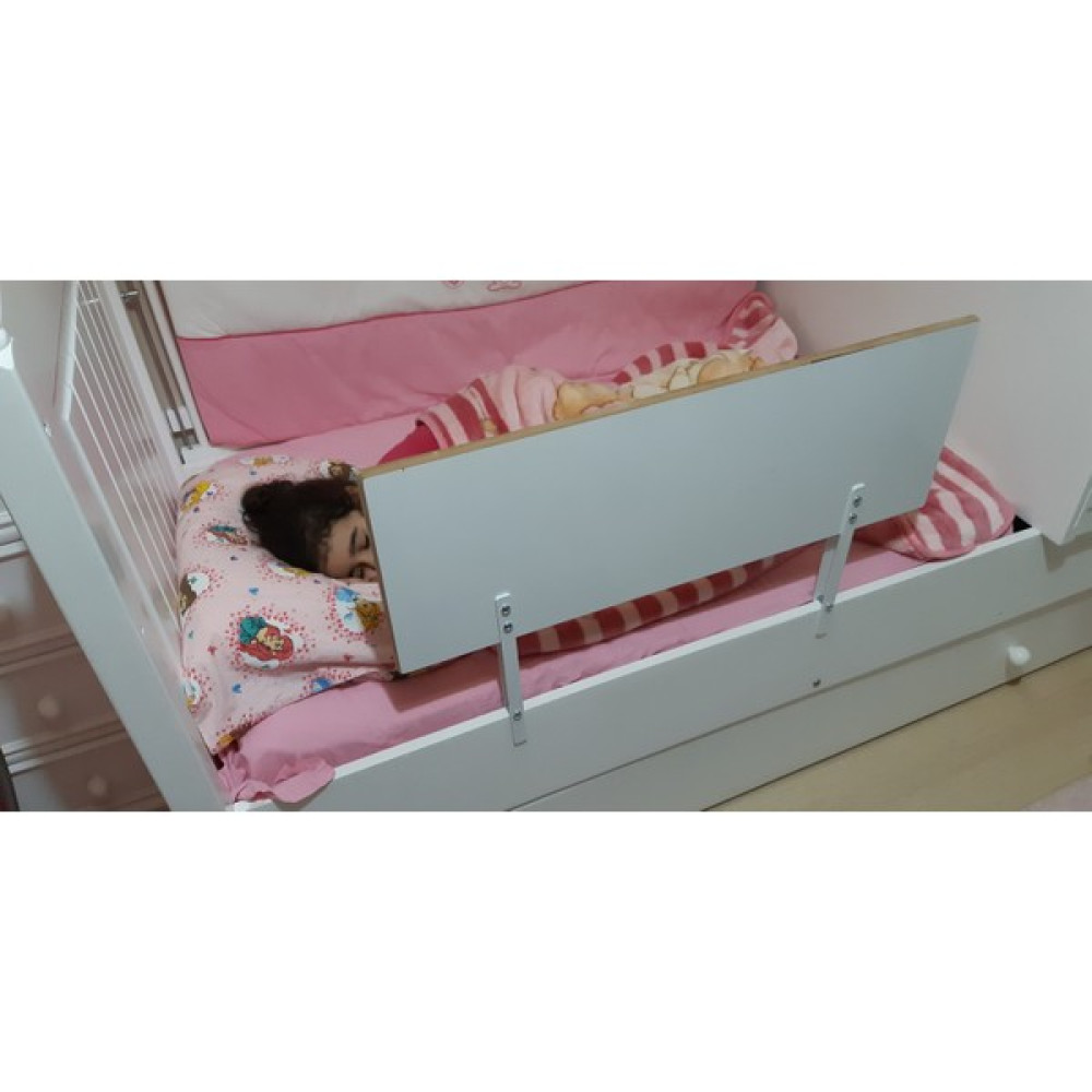 Agubugu Baby - Ahşap Beyaz Yatak Bariyeri 120 x 45 cm Bebek Yatak Bariyeri Fiyatı