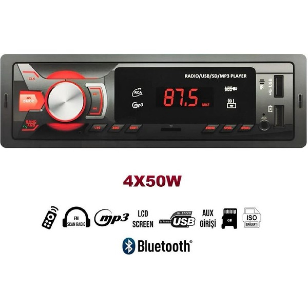 Aguilas 2 Yıl SN-202 Çift Usb'li Bluetooth Oto Teyp Araba Teyibi Kumandalı Oto Teyip Mp3 Çalar Amfi Çıkışlı Oto Teypleri Fiyatı