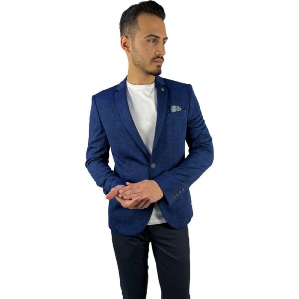 Agustini Lacivert Blazer Mono Yaka Slim Fit Yarım Astar Tek Ceket | Agustini Erkek Ceket Fiyatı