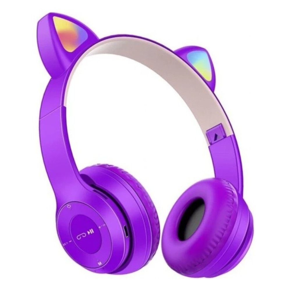 Ahanda Buldum Kablosuz Bluetooth Kulaküstü Kedili P47M Kulaklık Rgb Işıklı Kedi Desenli Kulaklık P47M - Mor Bluetooth Kulaklık Fiyatı