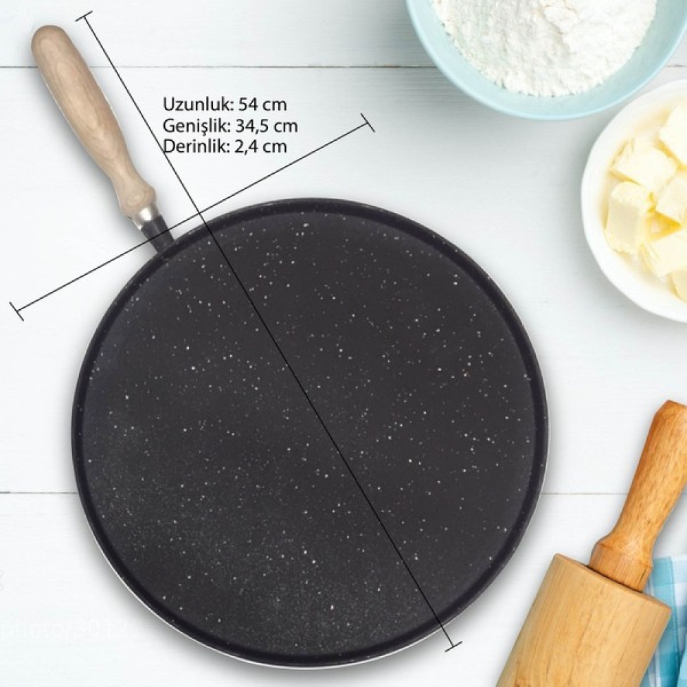Ahcahome Çift Taraflı Tava Granit 34 cm Döküm Bazlama Gözleme Izgara Tava Tavalar Fiyatı