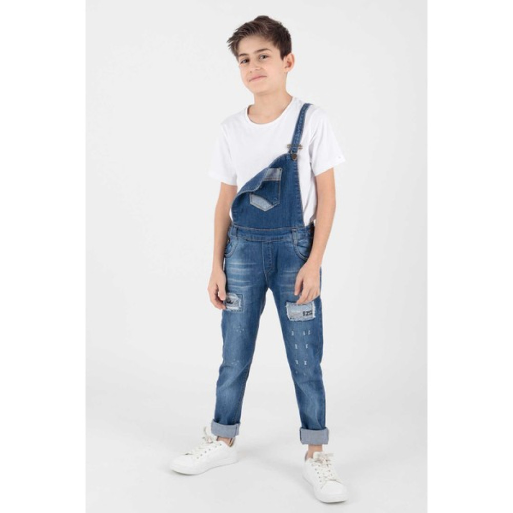Ahengim Kids Erkek Çocuk Yırtmaç Bahçıvan Kot Tulum Pamuklu Salopet Tulum AK874042 Bebek Tulumu Fiyatı