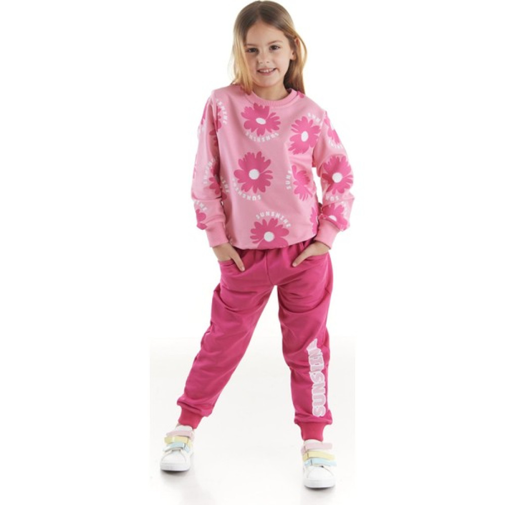Ahengim Kids Kız Çocuk Eşofman Takımı Çiçek Baskılı Alt Üst Ikili Takım Pamuklu Mevsimlik AK2501 Kız Çocuk Eşofman Fiyatı