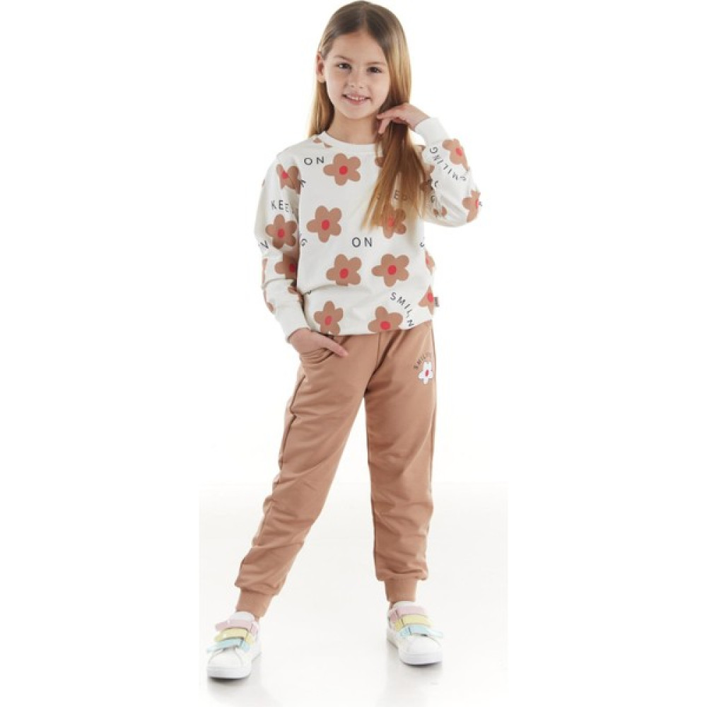 Ahengim Kids Kız Çocuk Eşofman Takımı Çiçek Baskılı Alt Üst Ikili Takım Pamuklu Mevsimlik AK2502 Kız Çocuk Eşofman Fiyatı