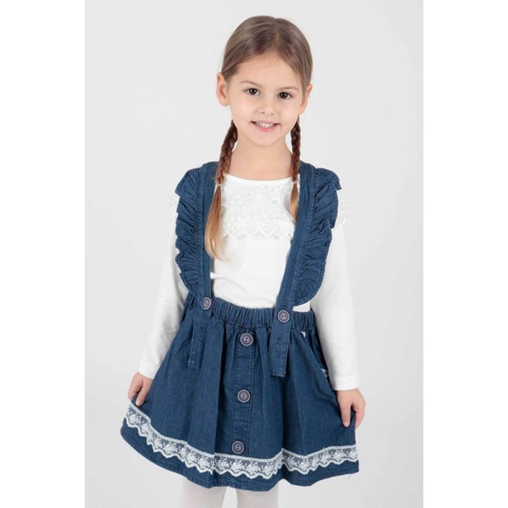 Ahengim Kız Çocuk Dantelli Trend Jean Slopet Elbise AK042728 Kız Çocuk Elbise Fiyatı