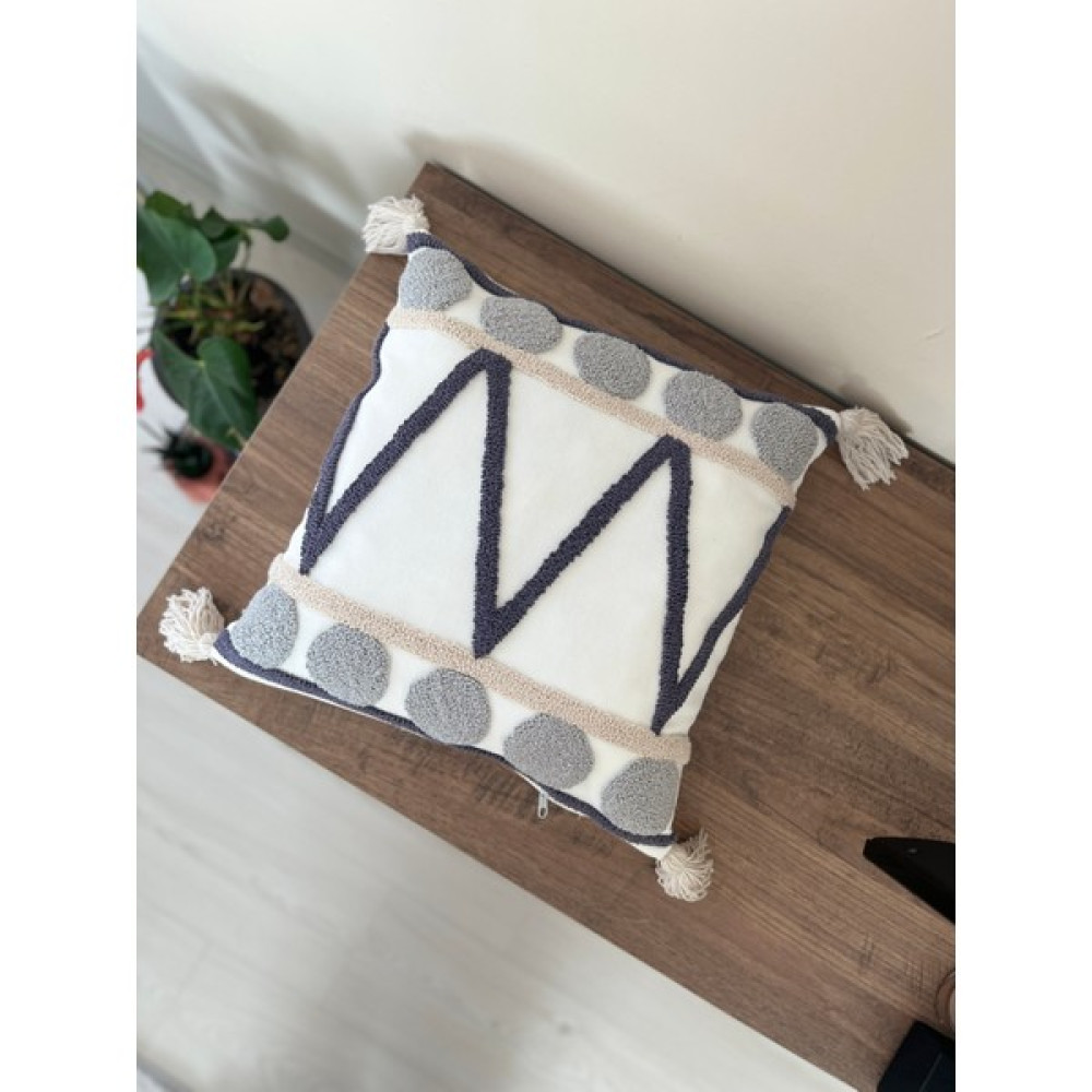 Ahenk Makrome Ahenk Makrome-Punch Kırlent Kılıfı - 40 x 40 cm - Antrasit - Gri Kırlent / Mobilya Yastığı Fiyatı
