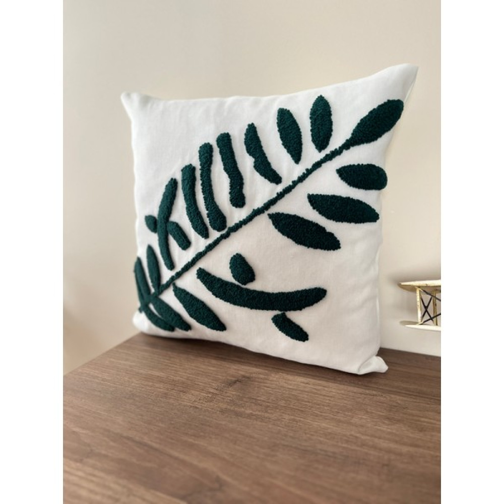 Ahenk Makrome Punch Kırlent Kılıfı - 40 x 40 cm - Beyaz - Yeşil Kırlent / Mobilya Yastığı Fiyatı