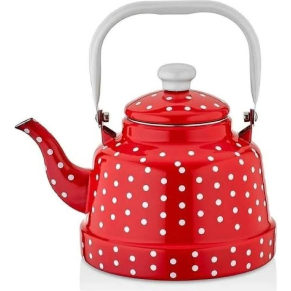 Ahir Ticaret Ebru Metal 1,1litre Mini Kırmızı Puanlı Emaye Tek Çaydanlık No:14 Çay / Çaydanlık Setleri Fiyatı