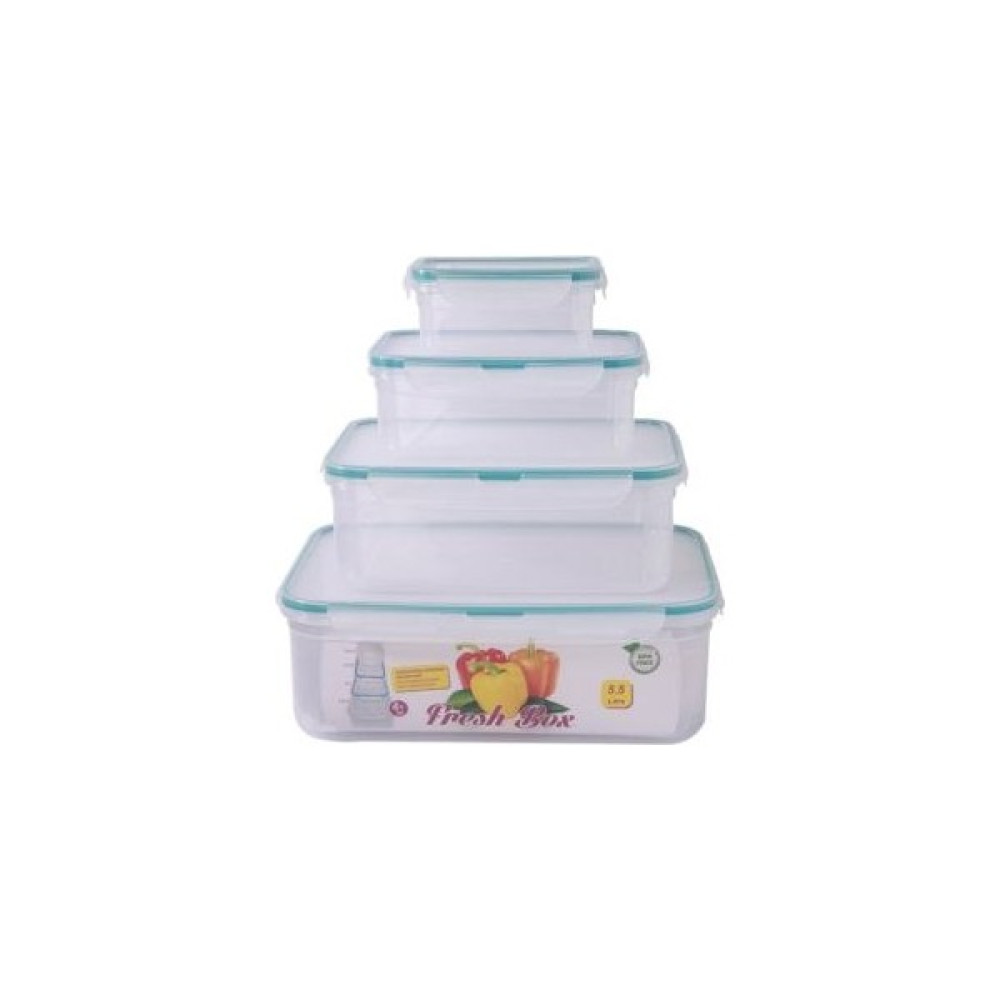 Ahir Ticaret Fresh Box Silikon Contalı Sızdırmaz Kilitlemeli Saklama Kabı 4'lü Saklama Kapları Fiyatı