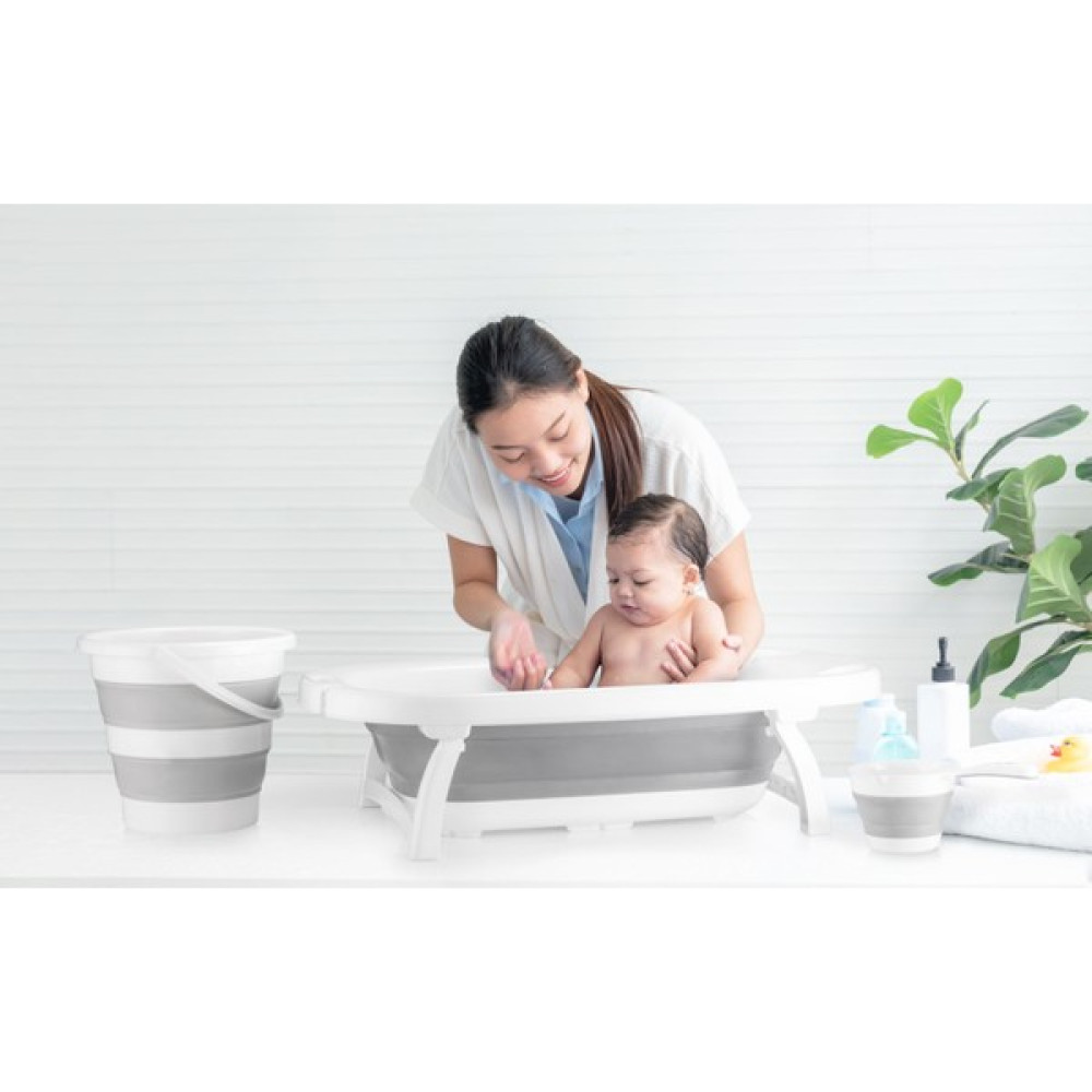 Ahir Ticaret Katlanır Bebek Küveti 3'lü Set - Beyaz - Gri Bebek Banyo Küveti Fiyatı