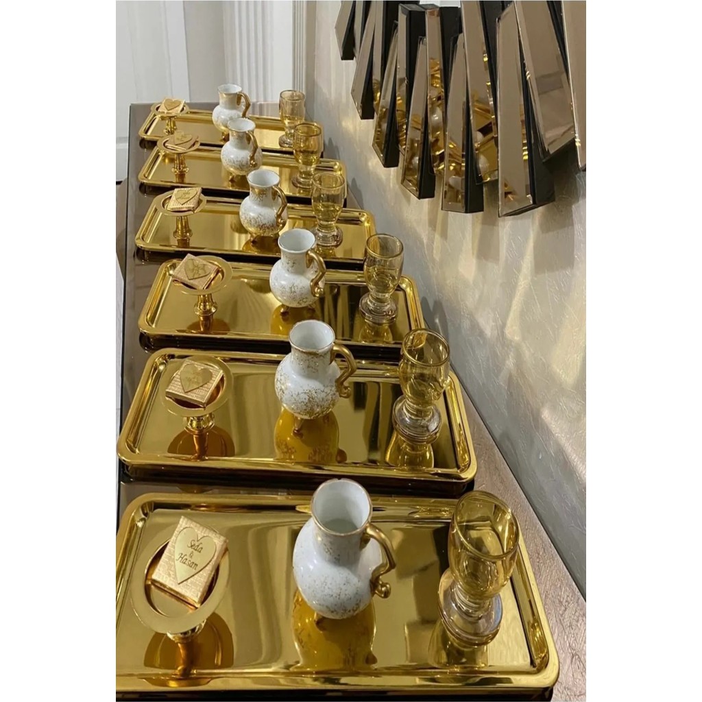 Ahir Ticaret Paslanmaz Çelik Baton 33X13 cm Sunum Tepsisi - Gold - 6 Adet Tepsiler / Fırın Kapları Fiyatı