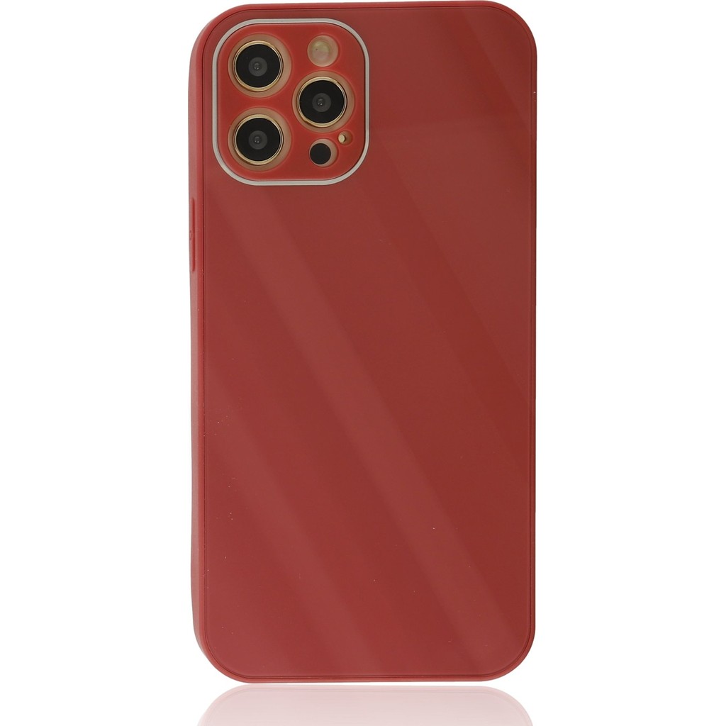 Ahk Apple iPhone 12 Pro Max Kılıf Glass Kapak - Bordo Cep Telefonu Kılıfı Fiyatı
