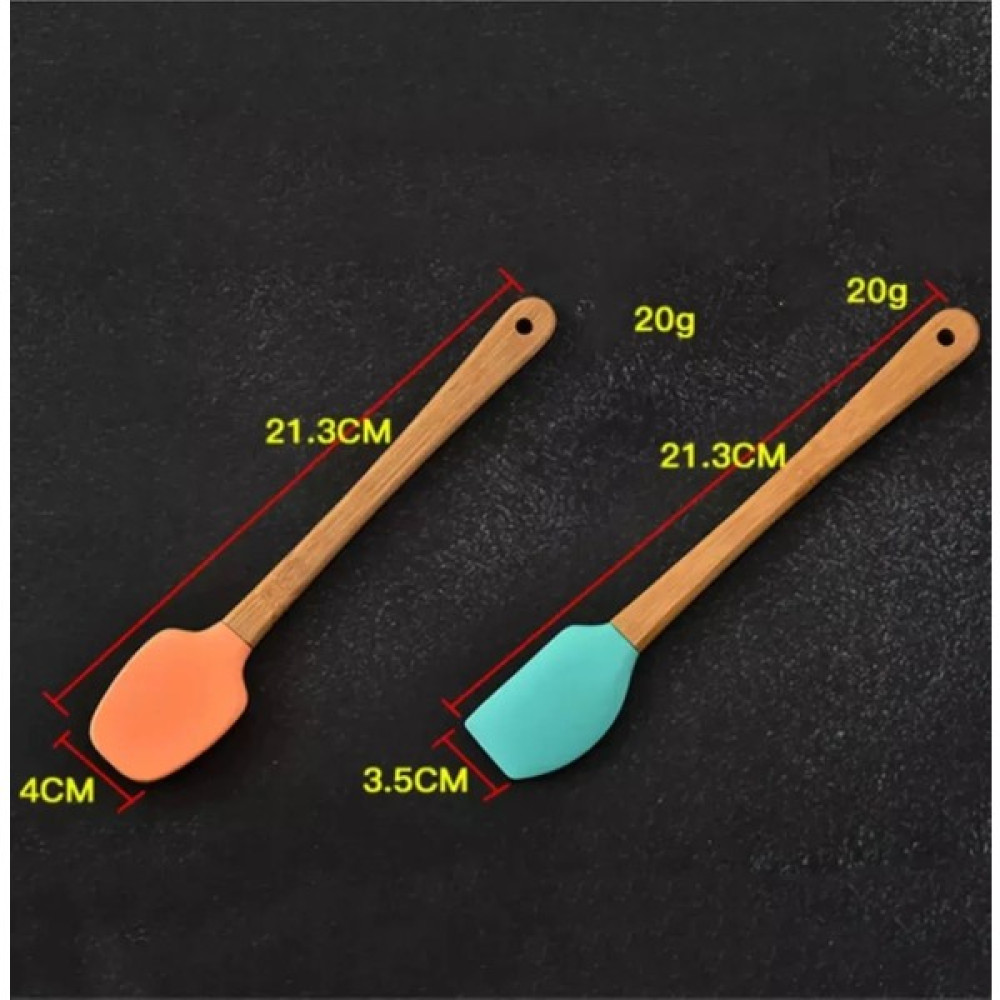 Ahlat Store 5'li Renkli Bambu Saplı Silikon Uçlu Spatula Fırçalı Kaşık Seti Çatal / Kaşık / Bıçak Takımları Fiyatı