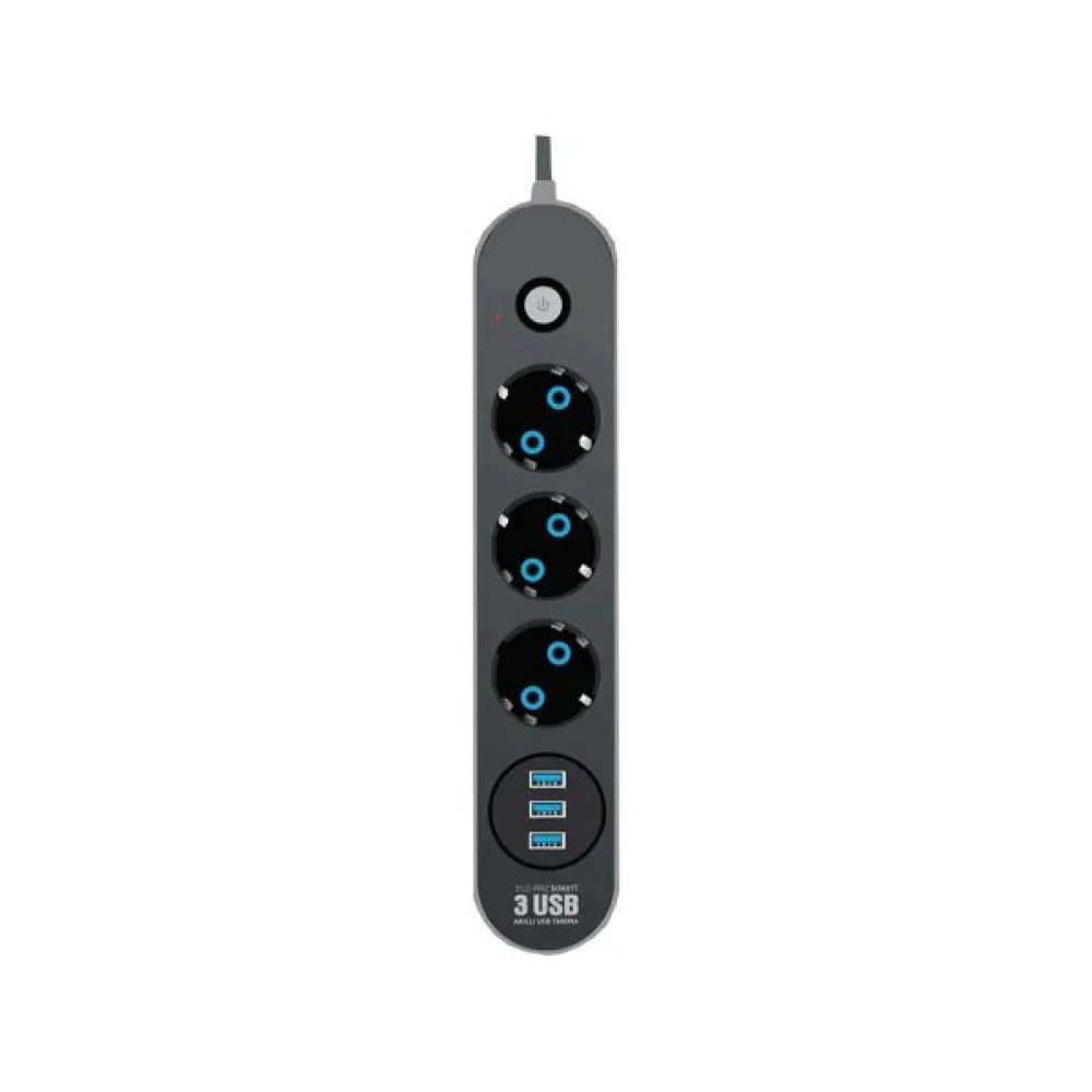 Ahlat Store Akım Korumalı Grup Priz 3 Lü ve 3'lü USB Şarj Portu 2500 Watt Akım-Korumalı-Usb-Priz- 2 Metre Uzatma Prizler Fiyatı