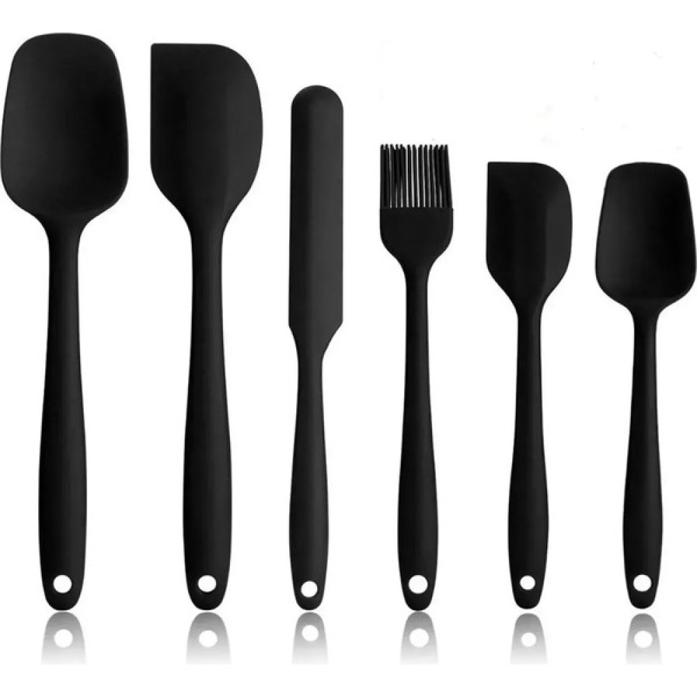 Ahlat Store Isıya Dayanıklı Yanmaz Yapışmaz Silikon Spatula Seti 6 Parça Siyah Çatal / Kaşık / Bıçak Takımları Fiyatı