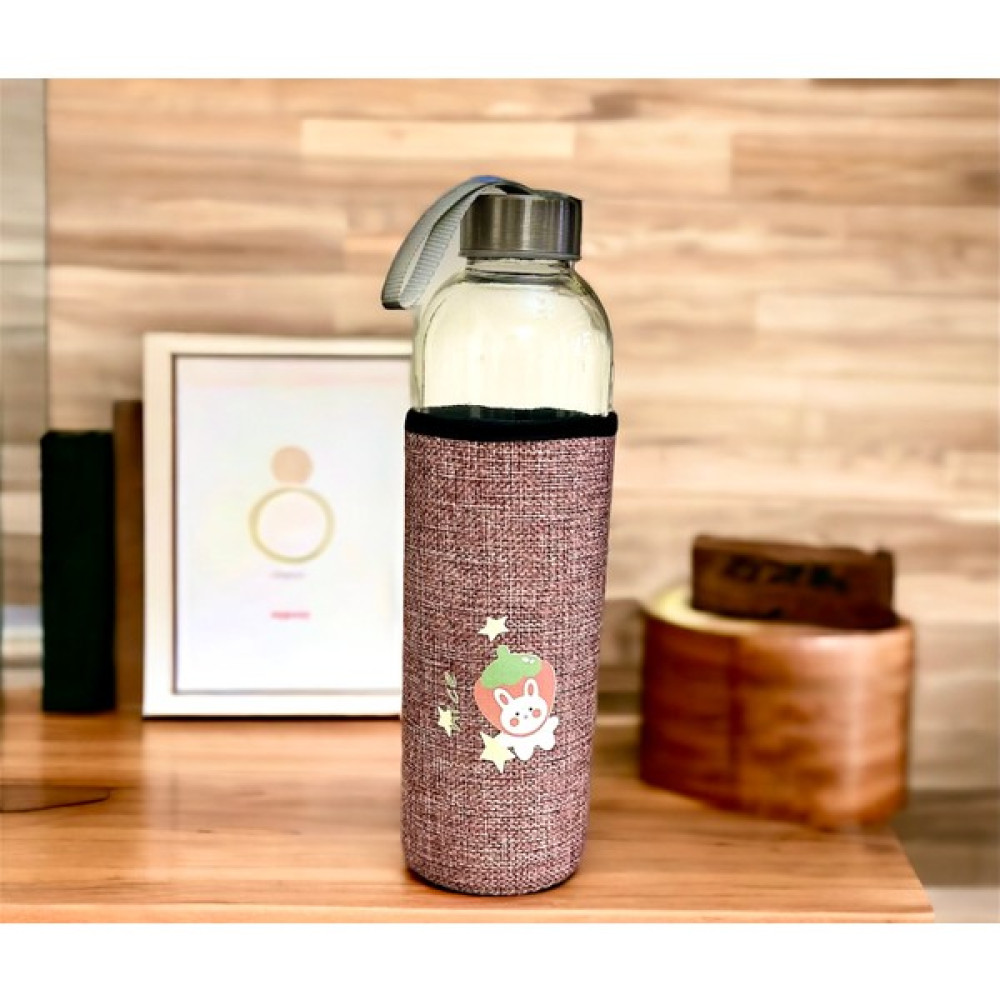 Ahlat Store Kılıflı Cam Matara Renkli Desenli Cam Okul Matarası 750 ml - Pembe Suluk Fiyatı