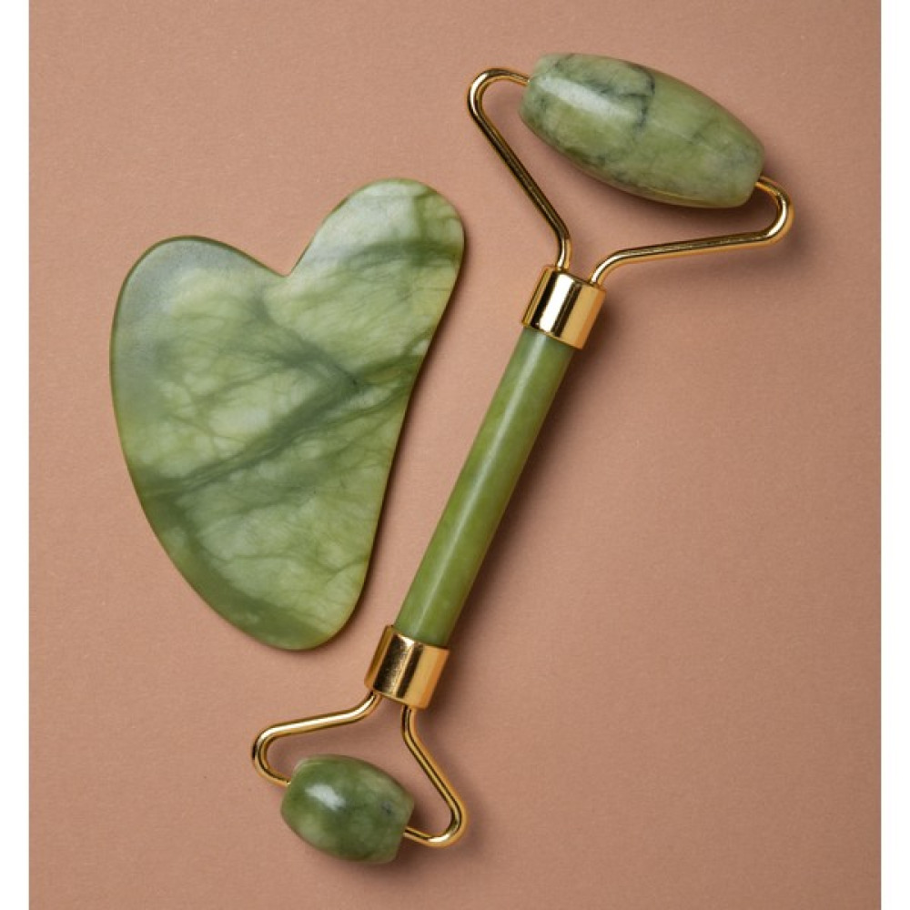 Ahlez Yeşim Doğaltaş Face Roller ve Gua Sha Yüz Masaj Aleti Yüz Masaj Takımı Ikili Set Masaj Cihazları Fiyatı