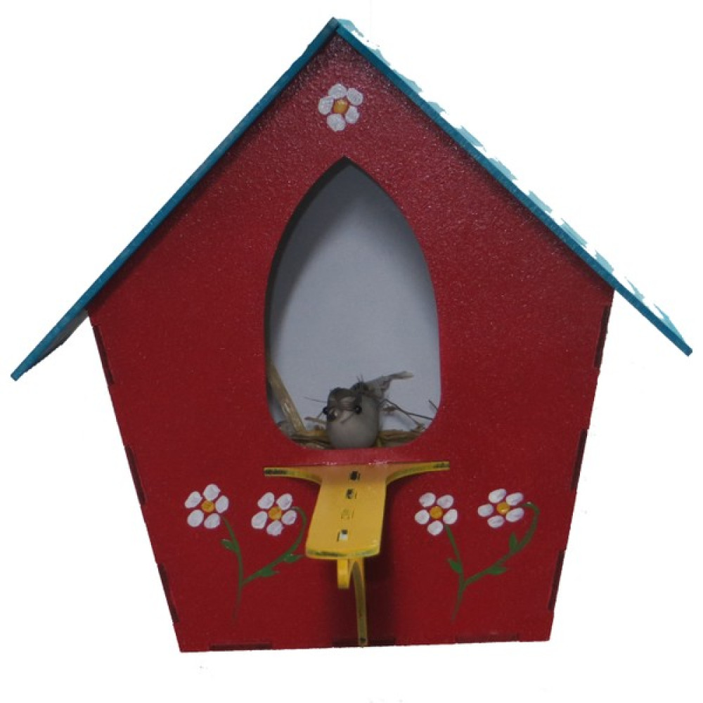 Ahşabın Sultanı Kuş Evi - Kırmızı - Mavi - 20 x 20cm Hediyelik Eşya Fiyatı