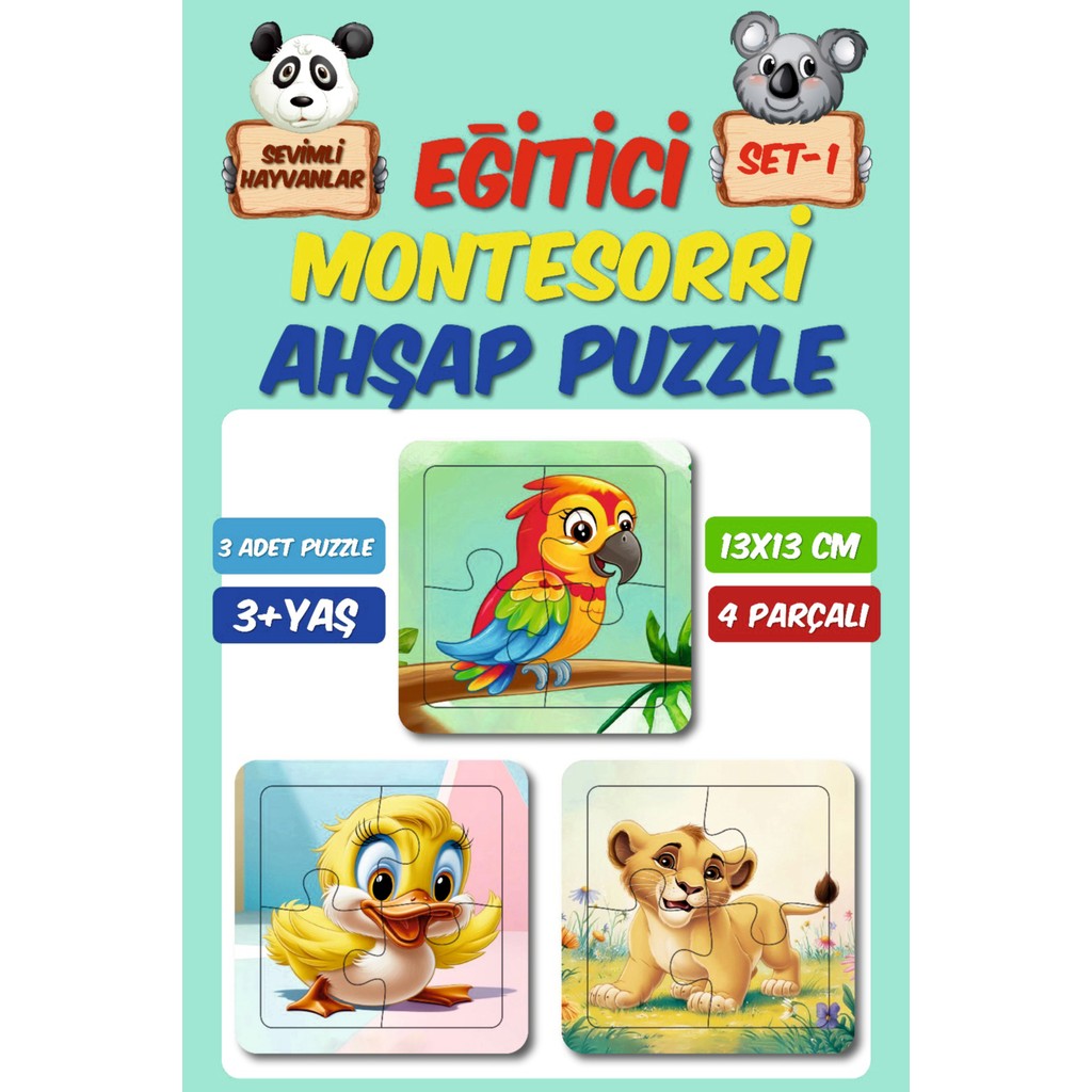 Ahşap 4 Parçalı 3 Set Çocuk Puzzle Set1 Anne Bebek Oyuncak Fiyatı