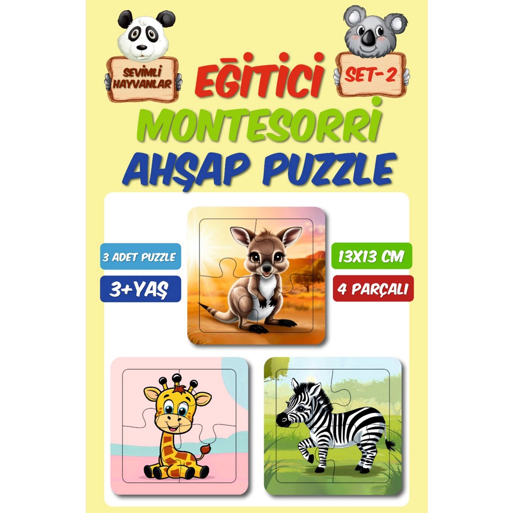 Ahşap 4 Parçalı 3 Set Çocuk Puzzle Set2 Anne Bebek Oyuncak Fiyatı