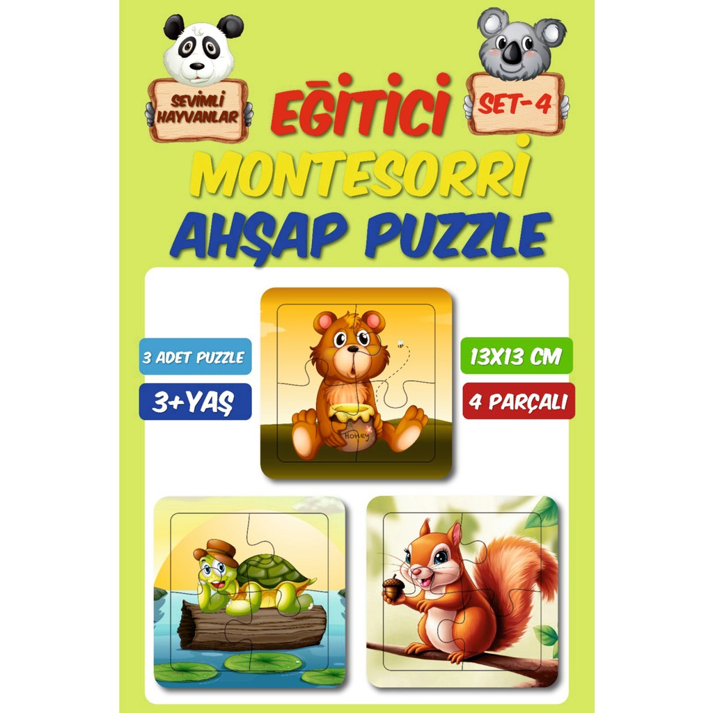 Ahşap 4 Parçalı 3 Set Çocuk Puzzle Set4 Anne Bebek Oyuncak Fiyatı