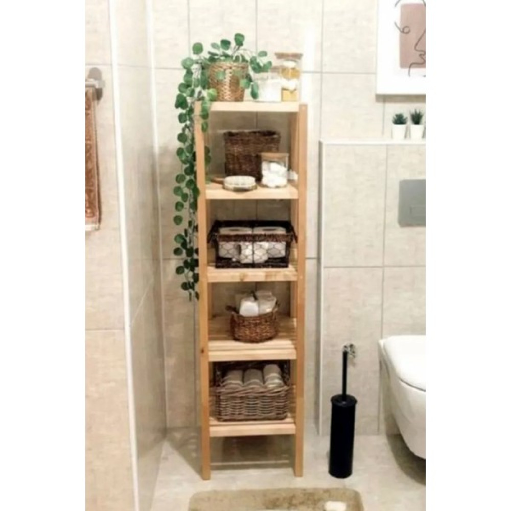 Ahşap 5 Raflı Açık Banyo Dolabı Banyo Düzenleyici Raf MOB111 Banyo Dolabı / Mobilyası Fiyatı