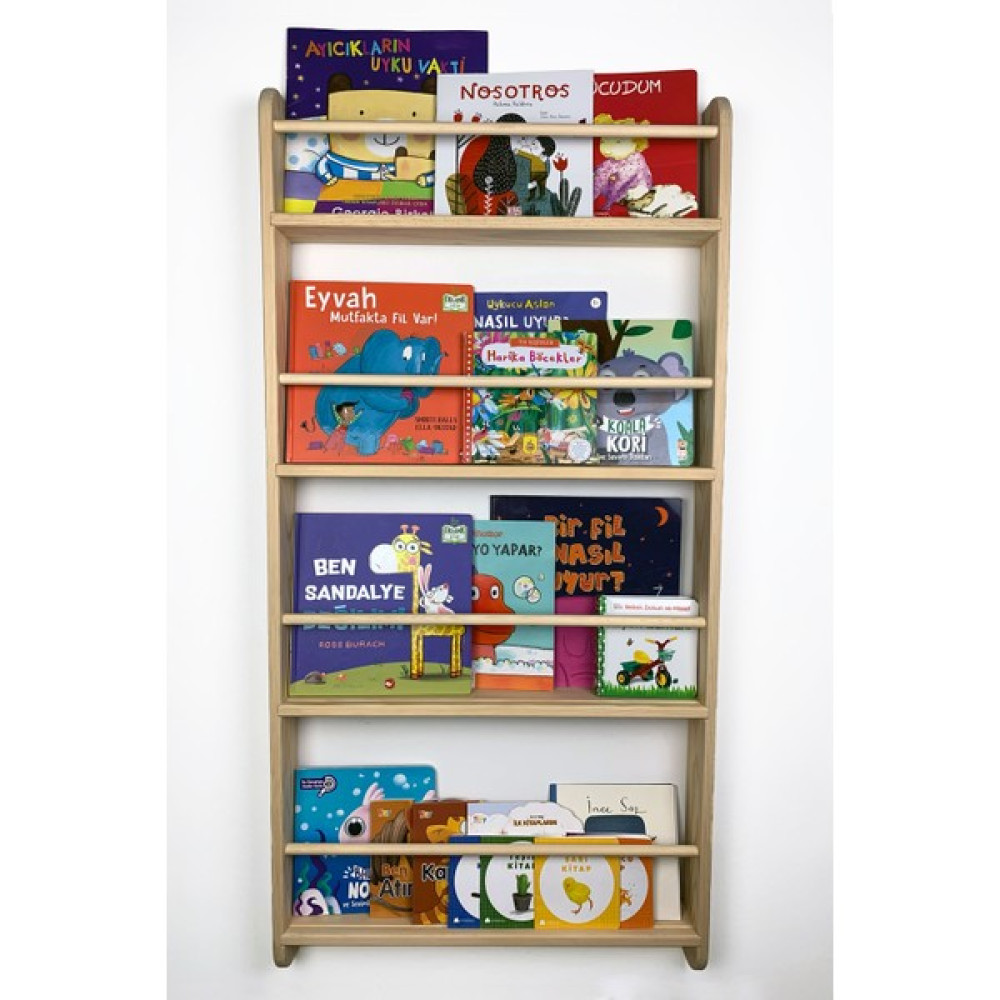 Ahşap Adası Doğal Ahşap Montessori Çocuk Odası Kitaplığı - 60 cm Kitaplık Fiyatı