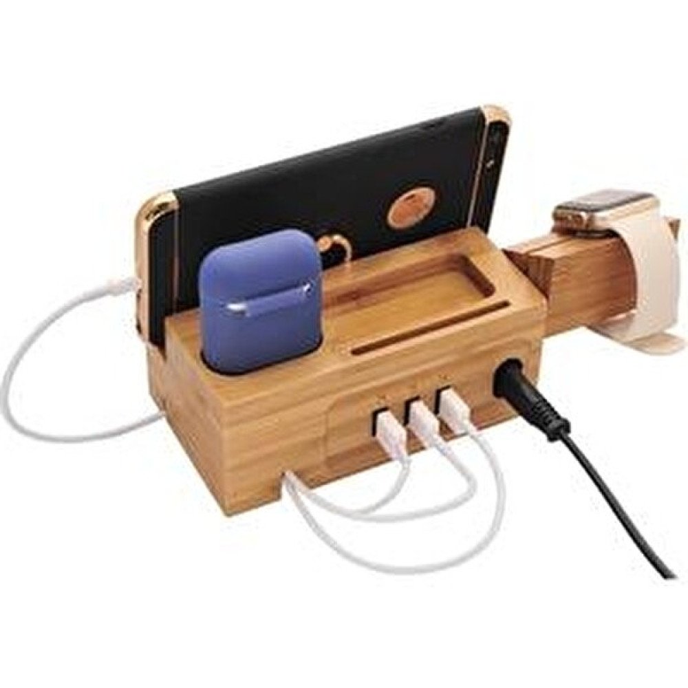 Ahşap Bambu 3 Limanlar Cep Telefonu Için USB Standı Izle Kulaklık Evrensel Masaüstü Tutucu Şarj Dock Istasyonu Braketi | Telefon Tutucular ve stand... Cep Telefonu Tutucu Fiyatı