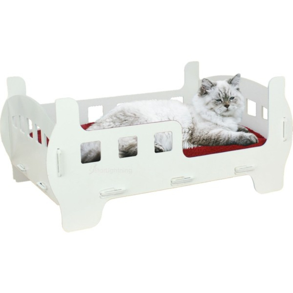 Ahşap Büyük Kedi Yatağı Premium Kalite Beyaz Kedi Evi 50X35 cm Parlak Boyalı Beşik Model Evcil Hayvan Ürünleri Fiyatı